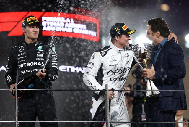  Formula One F1 - Abu Dhabi Grand Prix - Yas Marina Circuit, Abu Dhabi, United Arab Emirates - December 8, 2024 Actor Brad Pitt is seen during filming for an F1-inspired movie alongside actor Javier Bardem and Mercedes' George Russell REUTERS/Amr Alfiky/File Photo