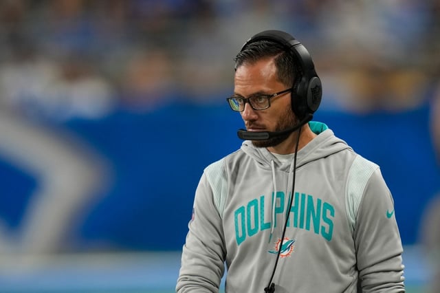 Dolphins coach Mike McDaniel watches against the Lions on Oct. 30.