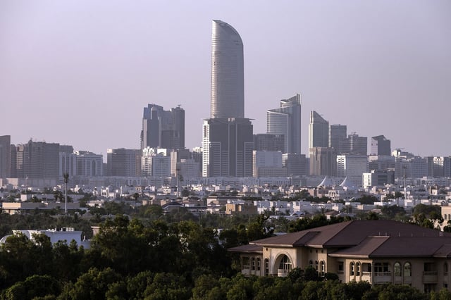 This picture shows a view of the Abu Dhabi skyline on May 14, 2025.