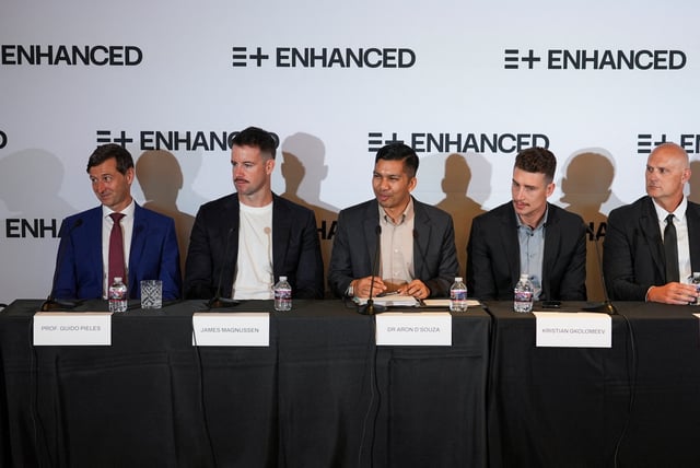 The "Enhanced Games" team attends a press conference to announce new games scheduled for 2026, in Las Vegas, Nevada, U.S., May 21, 2025. REUTERS/Arafat Barbakh/File Photo