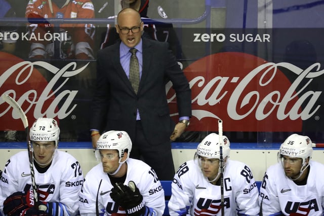 Ice Hockey World Championships - Group A - USA v Denmark - Steel Arena, Kosice, Slovakia - May 18, 2019 Head coach Jeff Blashill of the U.S. reacts. REUTERS/David W Cerny/File Photo
