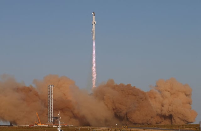 SpaceX's next-generation Starship spacecraft atop it's Super Heavy booster is launched on its eighth test at the company's Boca Chica launch pad in Brownsville, Texas, U.S., March 6, 2025. REUTERS/Joe Skipper