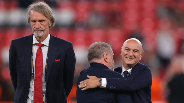 Ratcliffe was left to confront a troubling financial situation after a night when Levy and Postecoglou celebrated Champions League qualification and a trophy for Spurs