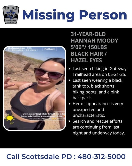 Missing persons flyer for Hannah Moody