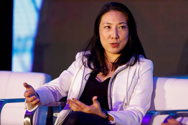 Tinder Chief Operating Officer Faye Iosotaluno speaks during the Reuters-hosted MOMENTUM event in Austin, Texas, U.S., October 11, 2022.  REUTERS/Spencer Selvidge/File Photo