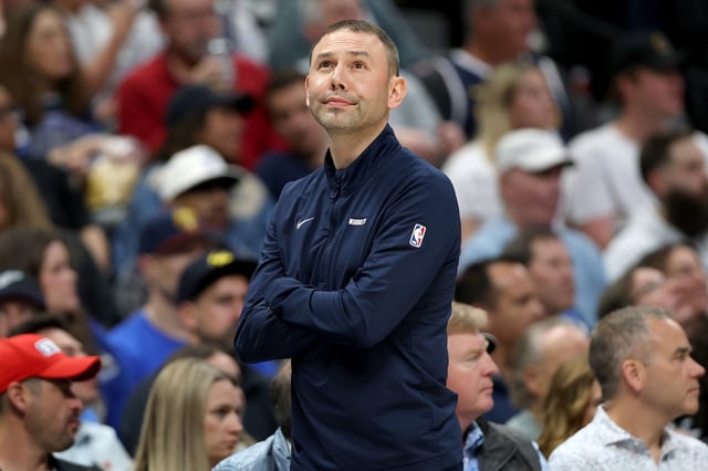 nterim head coach David Adelman of the Denver Nuggets works the sidelines as his team plays the Memphis Grizzlies in the first quarter at Ball Arena on April 11, 2025 in Denver, Colorado.