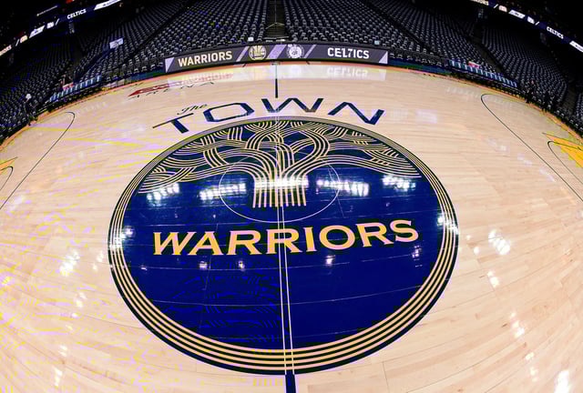 A detailed view of the &#34;The Town&#34; logo for the Golden State Warriors at center court prior to the start of an NBA basketball game between the Warriors and Boston Celtics at ORACLE Arena on January 27, 2018 in Oakland, California. Former No. 14 draft pick Moses Moody doesn&#39;t appear to be particularly close to inking an extension with the team.