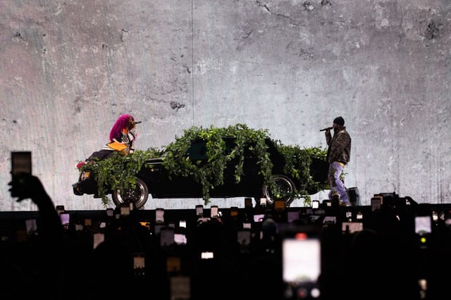Kendrick Lamar and SZA opened a three-night run on their coheadlining Grand National Tour at SoFi Stadium in Inglewood on Wednesday, May 21. They are seen here performing at MetLife Stadium in East Rutherford, N.J. on May 9, 2025. (Photo by Cassidy Meyers)