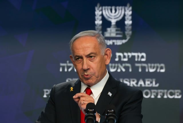 Le Premier ministre israélien Benjamin Netanyahu lors d'une conférence de presse à Jérusalem, le 21 mai 2025