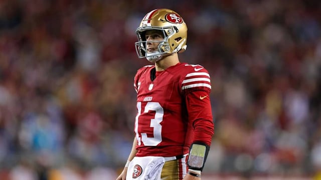 Dec 30, 2024; Santa Clara, California, USA; San Francisco 49ers quarterback Brock Purdy (13) during the game against the Detroit Lions at Levi's Stadium. Mandatory Credit: Sergio Estrada-Imagn Images