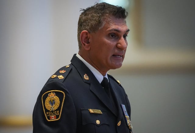 Interim Vancouver Police Chief Steve Rai speaks after mass at Holy Rosary Cathedral on a provincial day of mourning for the victims of the vehicle-ramming attack at the Filipino community's Lapu Lapu Day festival in Vancouver, on May 2. Rai has now been appointed to the role permanently. THE CANADIAN PRESS/Darryl Dyck