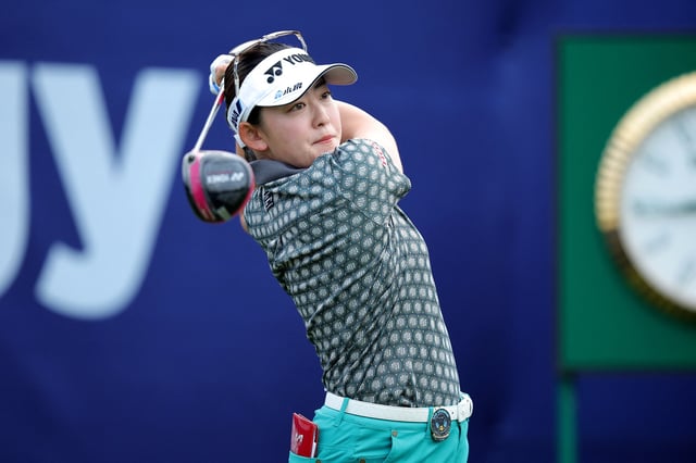 Apr 24, 2025; The Woodlands, Texas, USA; Chisato Iwai of Japan hits a tee shot at the first hole during the first round of The Chevron Championship golf tournament. Mandatory Credit: Erik Williams-Imagn Images/File Photo
