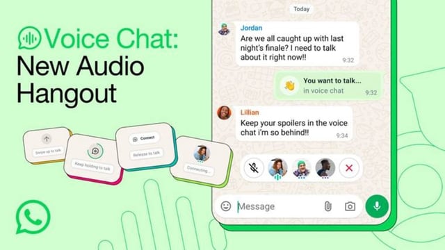 WhatsApp has a new voice chat feature for large groups. 