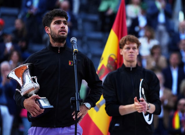 Tennis - Italian Open - Foro Italico, Rome, Italy - May 18, 2025 Spain's Carlos Alcaraz gives a speech after winnning the final against Italy's Jannik Sinner REUTERS/Aleksandra Szmigiel/File Photo