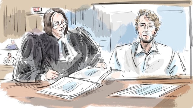 Brett Howden being questioned by assistant Crown attorney Meaghan Cunningham.