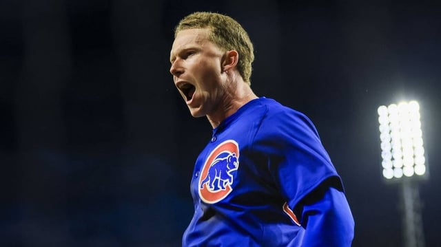 May 23, 2025; Cincinnati, Ohio, USA; Chicago Cubs outfielder Pete Crow-Armstrong (4) reacts after hitting a grand slam in the seventh inning against the Cincinnati Reds at Great American Ball Park. Mandatory Credit: Katie Stratman-Imagn Images