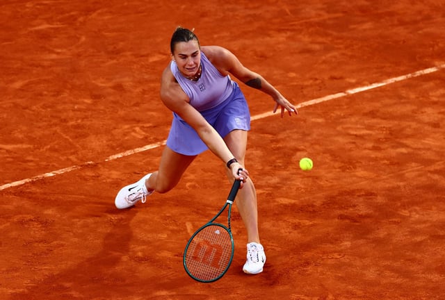 Tennis - Italian Open - Foro Italico, Rome, Italy - May 14, 2025 Belarus' Aryna Sabalenka in action during her quarter final match against China's Zheng Qinwen REUTERS/Yves Herman/File Photo