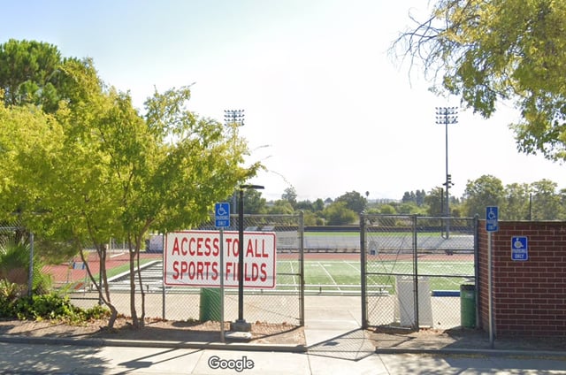 A view from the parking lot outside Diablo Valley College&#39;s football field in Pleasant Hill, Calif.