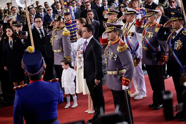 Ecuador's President Daniel Noboa arrives at the National Assembly to be inaugurated for a second term, in Quito, Ecuador May 24, 2025. REUTERS/Karen Toro