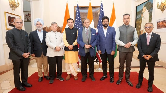 The delegation included other members including JMM MP Sarfaraz Ahmad, BJP MPs Tejasvi Surya, Bhubaneswar Kalita, and TDP MP Ganti Harish Madhur.