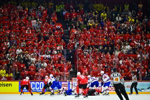 Ice Hockey - IIIHF World Championships - Final - Switzerland v United States - Avicii Arena, Stockholm, Sweden - May 25, 2025 Switzerland fans react in the stands  Magnus Lejhall/TT News Agency via REUTERS