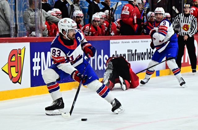 Ice Hockey - IIIHF World Championships - Final - Switzerland v United States - Avicii Arena, Stockholm, Sweden - May 25, 2025 Conor Garland of the U.S. in action  Magnus Lejhall/TT News Agency via REUTERS