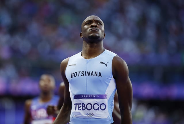 Paris 2024 Olympics - Athletics - Men's 200m Final - Stade de France, Saint-Denis, France - August 08, 2024. Letsile Tebogo of Botswana reacts after winning gold. REUTERS/Sarah Meyssonnier/File photo