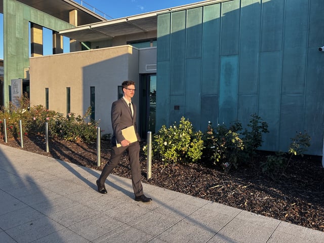 Victoria Police digital forensics officer Shamen Fox-Henry leaves after giving evidence to Erin Patterson’s trial, where she has pleaded not guilty to three counts of murder and one of attempted murder over a poisoned beef Wellington lunch in July 2023 at the Latrobe Valley Magistrates&#39; Court in Morwell, Victoria, on Wednesday, May 21, 2025. Victoria Police examined devices seized from Erin Patterson’s home (AAP Image/Emily Woods) NO ARCHIVING, IMAGE TAKEN BY JOURNALIST
