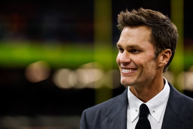 Retired football player and Fox Sports analyst Tom Brady looks on prior to Super Bowl LIX between the Kansas City Chiefs and the Philadelphia Eagles at Caesars Superdome on February 09, 2025 in New Orleans, Louisiana.
