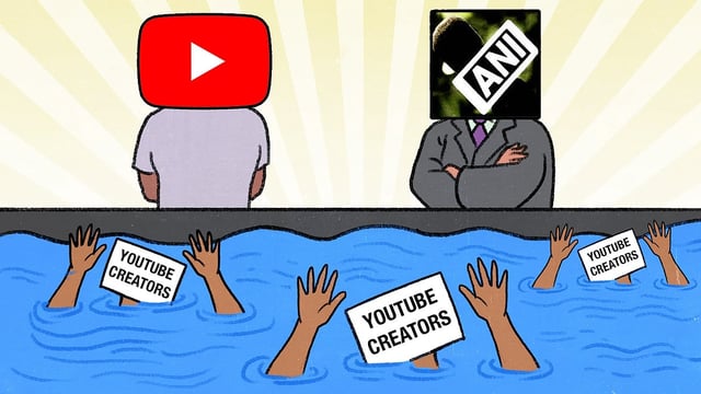 YouTube creators drowning as ANI and YouTube watch as spectators.