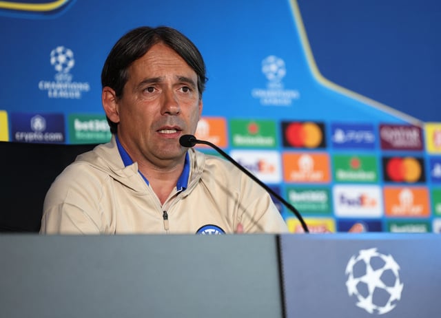 Soccer Football - Champions League - Final - Inter Milan Media Day - Angelo Moratti Sports Centre, Appiano Gentile, Italy - May 26, 2025 Inter Milan coach Simone Inzaghi during a press conference REUTERS/Claudia Greco