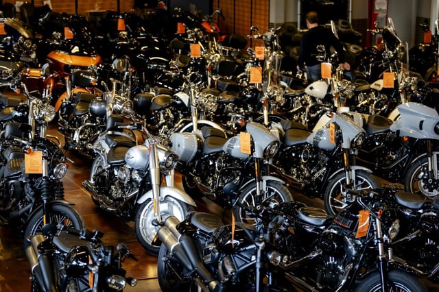 Des motos américaines Harley Davidson, aux Pays-Bas, le 13 mars 2025
