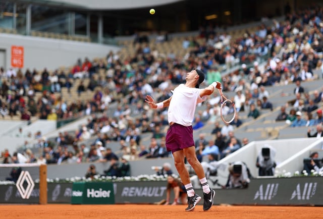 Tennis - French Open - Roland Garros, Paris, France - May 26, 2025 France's Terence Atmane in action during his first round match against France's Richard Gasquet REUTERS/Lisi Niesner