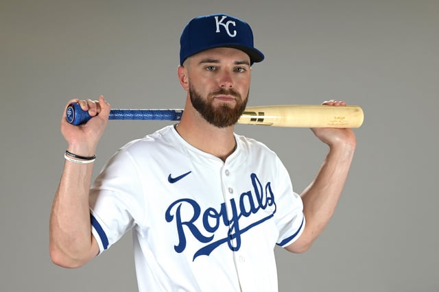 Feb 19, 2025; Surprise, AZ, USA; Kansas City Royals John Rave (96) poses for a photo during media day. Mandatory Credit: Jayne Kamin-Oncea-Imagn Images/File Photo
