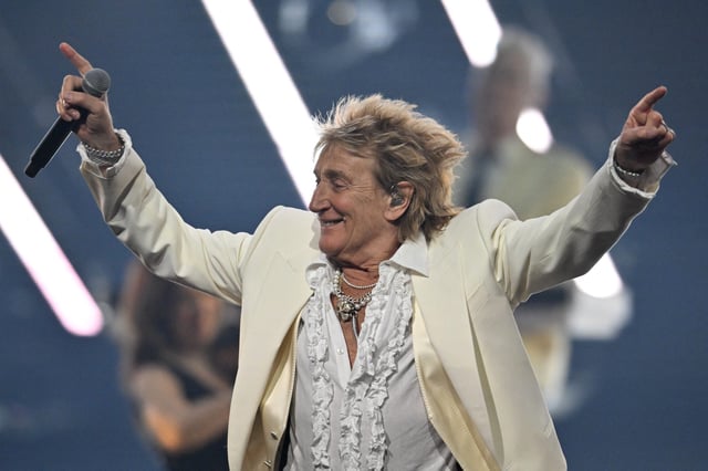 British singer-songwriter Rod Stewart performs after accepting the Lifetime Achievement Award.