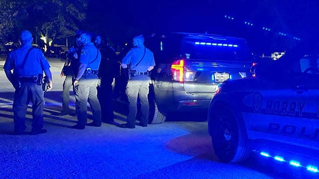 In this photo provided by the Horry County Police Department, police officers respond to the scene of a shooting on Sunday, May 25, 2025, in Little River, S.C. AP/PTI(AP05_26_2025_000044B)