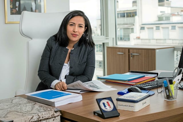Sarah El Haïry, alors ministre déléguée chargée de l'Enfance, de la Jeunesse et des Familles. Paris, vendredi 23 février 2024.
