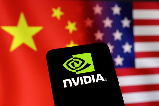 The Nvidia logo and U.S. and Chinese flags are seen in this illustration taken on January 29, 2025. REUTERS/Dado Ruvic/Illustration/File Photo