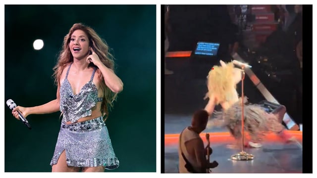 Shakira took a fall while performing in Montreal on May 20.
