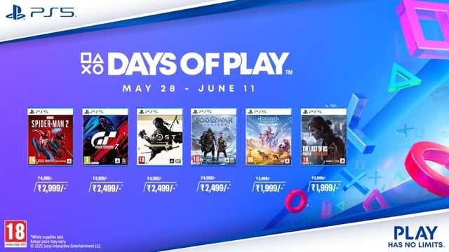 PlayStation ‘Days of Play’ sale in India starts 28 May, discounts on games and accessories