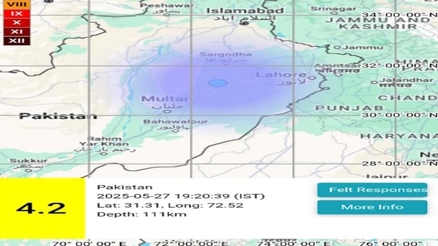 Earthquake Of 4.2 Magnitude Jolts Pakistan, Tremors Felt In Several Regions | Image: X