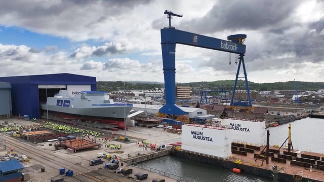 The first Type 31 frigate was rolled out in Rosyth (Babcock photo)