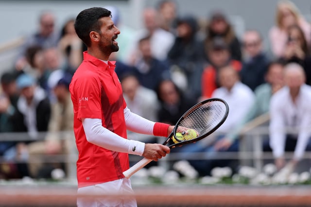 Tennis - French Open - Roland Garros, Paris, France - May 27, 2025 Serbia's Novak Djokovic during his first round match against Mackenzie McDonald of the U.S. REUTERS/Gonzalo Fuentes