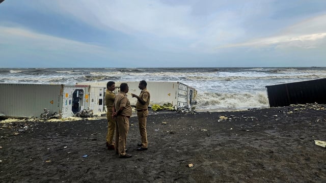 More containers from sunken ship wash ashore in Kerala, chemical spill feared