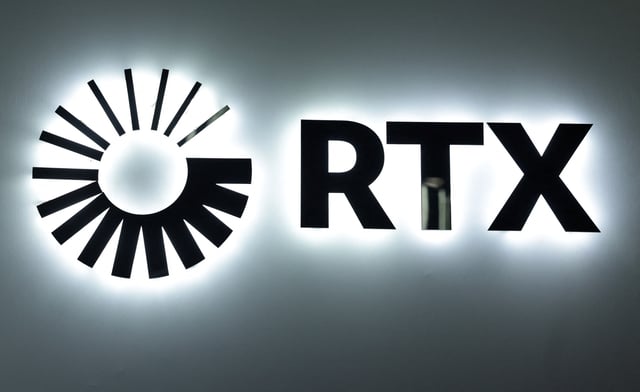 The logo of RTX corporation is pictured at its stand during LAAD Security & Defence, the biggest military industry expo in Latin America, in Rio de Janeiro, Brazil April 2, 2025. REUTERS/Ricardo Moraes/File Photo
