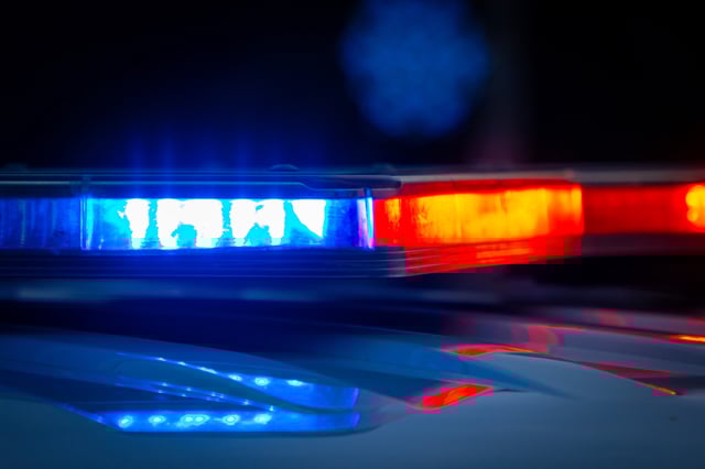 Stock image: Generic police lights at a crime scene investigation.