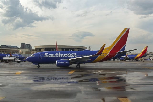 A Southwest Airlines Boeing 737 taxis at Ronald Reagan Washington National Airport on May 16, 2025 in Arlington, Virginia.