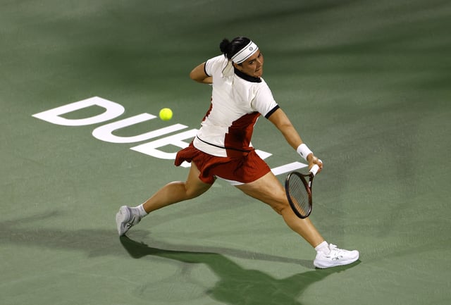 Tennis - Dubai Championships - Dubai Tennis Stadium, Dubai, United Arab Emirates - February 17, 2025 Tunisia's Ons Jabeur in action during her round of 64 match against Peyton Stearns of the U.S. REUTERS/Rula Rouhana/File Photo