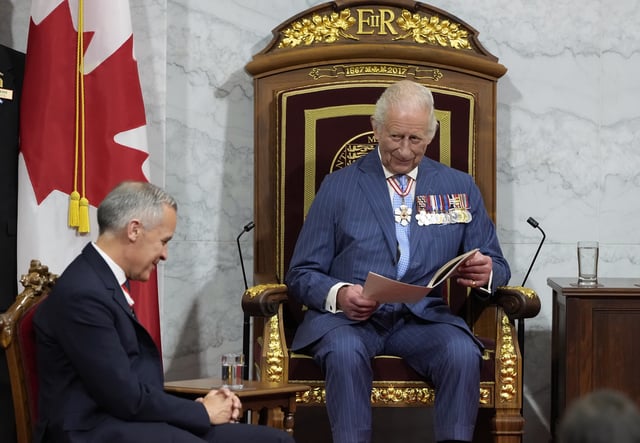 King Charles delivers the speech from the throne in the Senate in Ottawa on Tuesday, May 27, 2025. THE CANADIAN PRESS/Adrian Wyld