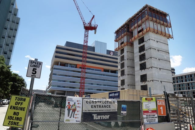 Construction at a UChicago Medicine building at 57th Street and South Drexel Avenue in Chicago is seen here on June 7, 2024. (Terrence Antonio James/Chicago Tribune)